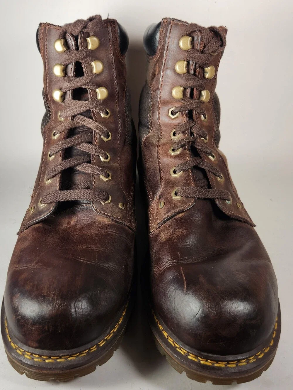 DOC MARTENS Men’s Joel 8 Eye Motorcycle Boot Size 11 Brown Leather Biker Shoe